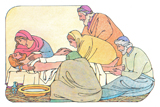 Illustration of Wrapping Jesus' Body
